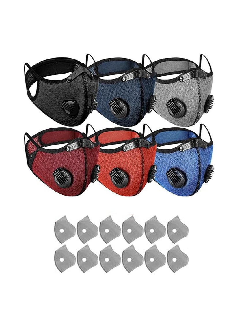 ٦ كمامات غبار قابلة للتنفس وقابلة لإعادة الاستخدام مع ١٢ فلتر فحم نشط لأعمال النجارة - Image 1